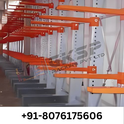 cantilever rack orange colour levers white ivory colour contrast, cantilever racking