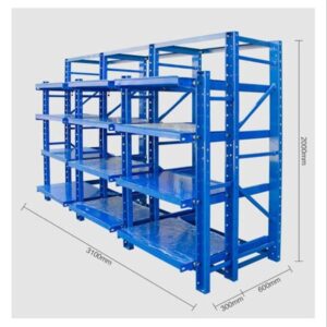 Mould Racks in blue colour that has its dimensions written on it.