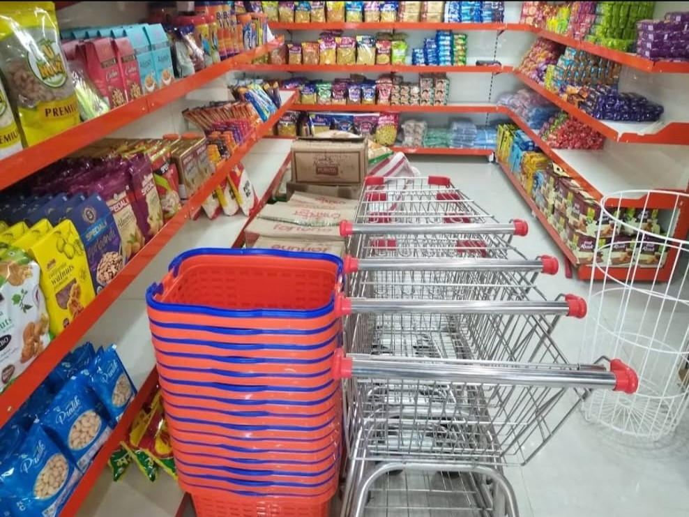 Basket and trolleys are used for the customer satisfaction. It allows customer to carry around 30 and 60 liter respectively.